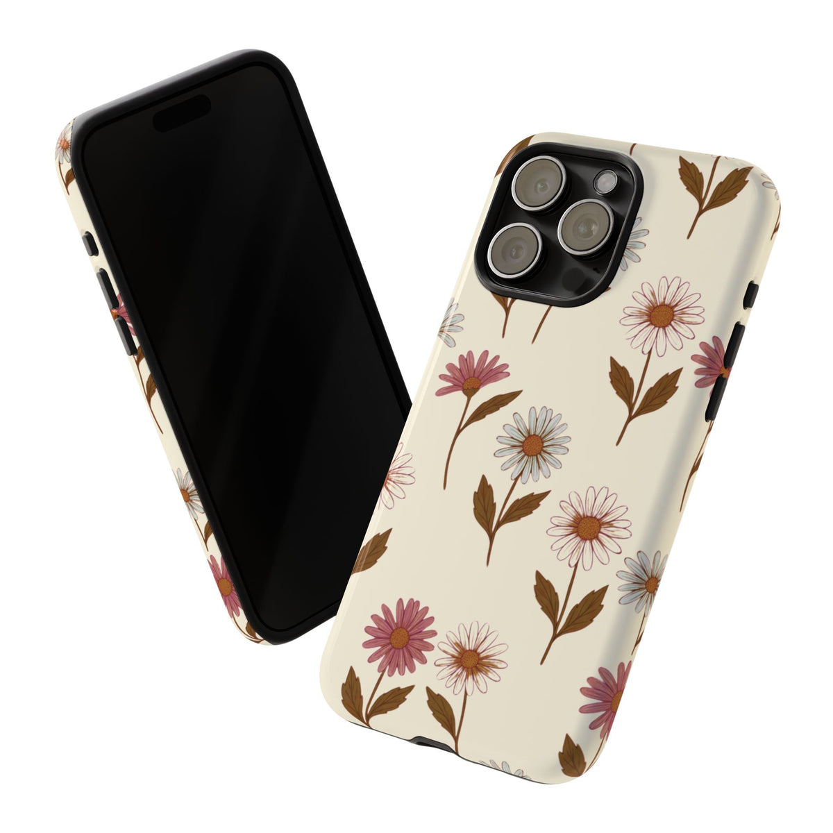 Pretty Cream & Rose Daisy Pattern Phone Case