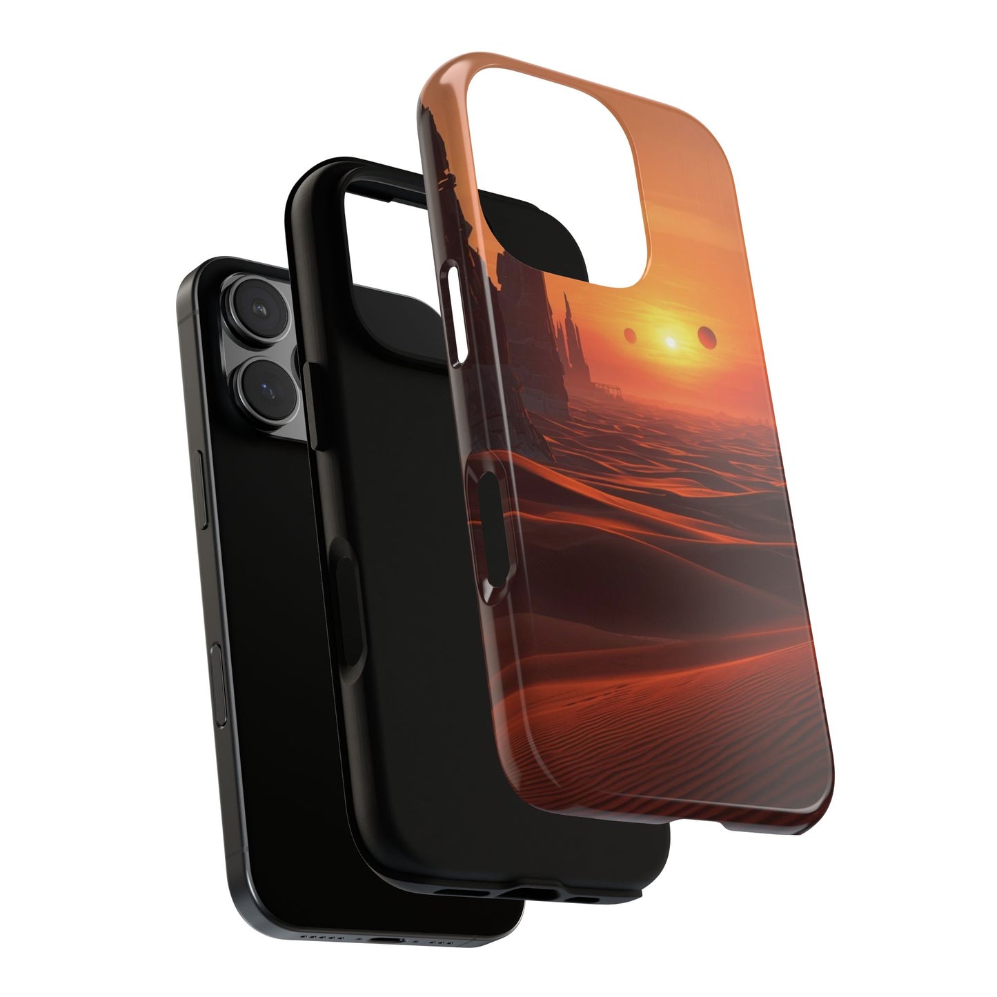 Twin Suns Desert World Sci-fi Phone Case - Orange Phone Case