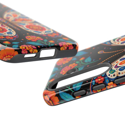 Vibrant Orange and Turquoise Calavera Butterfly Phone Case - Multicolor Phone Case