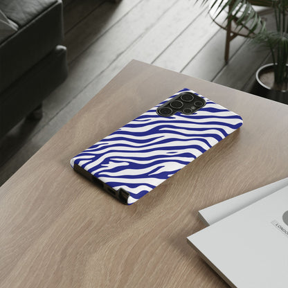 Stylish Electric Blue Zebra Print Phone Case