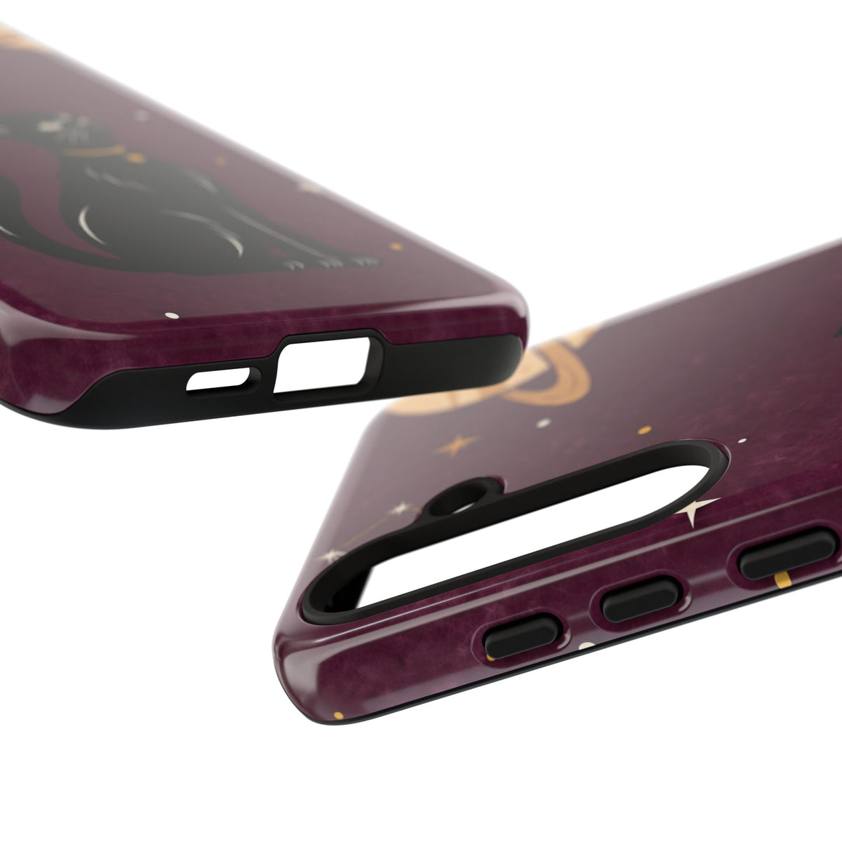 Whimsical Plum Celestial Black Cat Phone Case