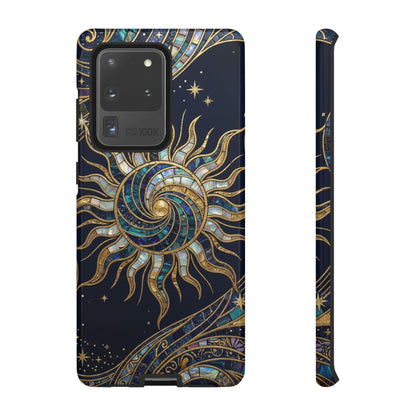 Elegant Navy & Gold Solar Spiral Phone Case