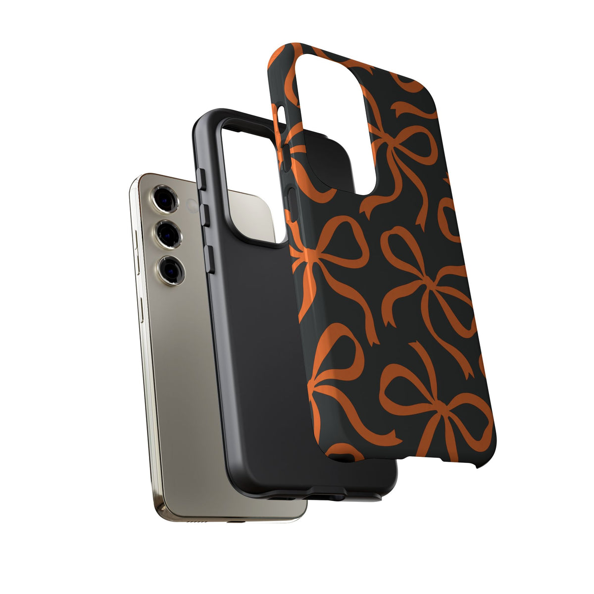 Bold Black and Burnt Orange Bow Pattern Phone Case