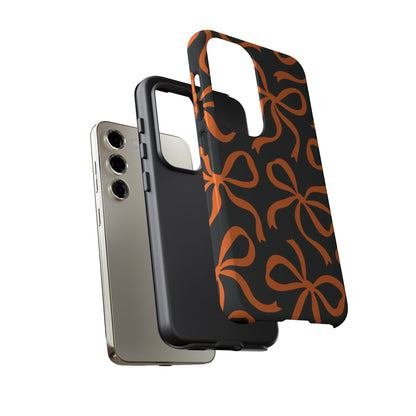 Bold Black and Burnt Orange Bow Pattern Phone Case