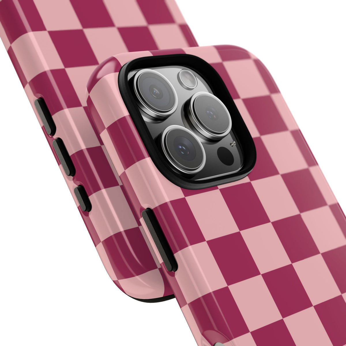 Pink Checked Pattern Phone Case - Pink Phone Case