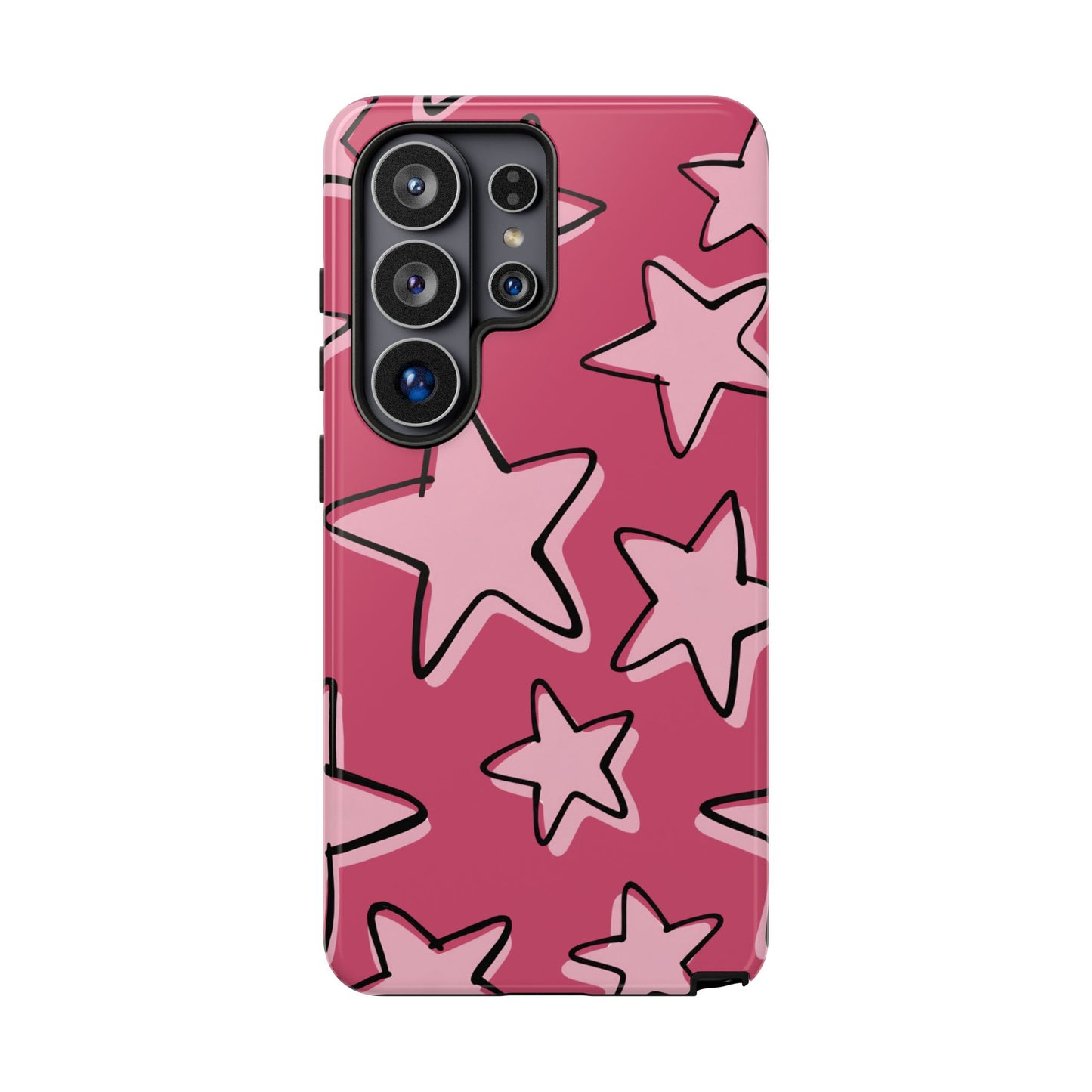 Raspberry Pink Doodle Star Phone Case