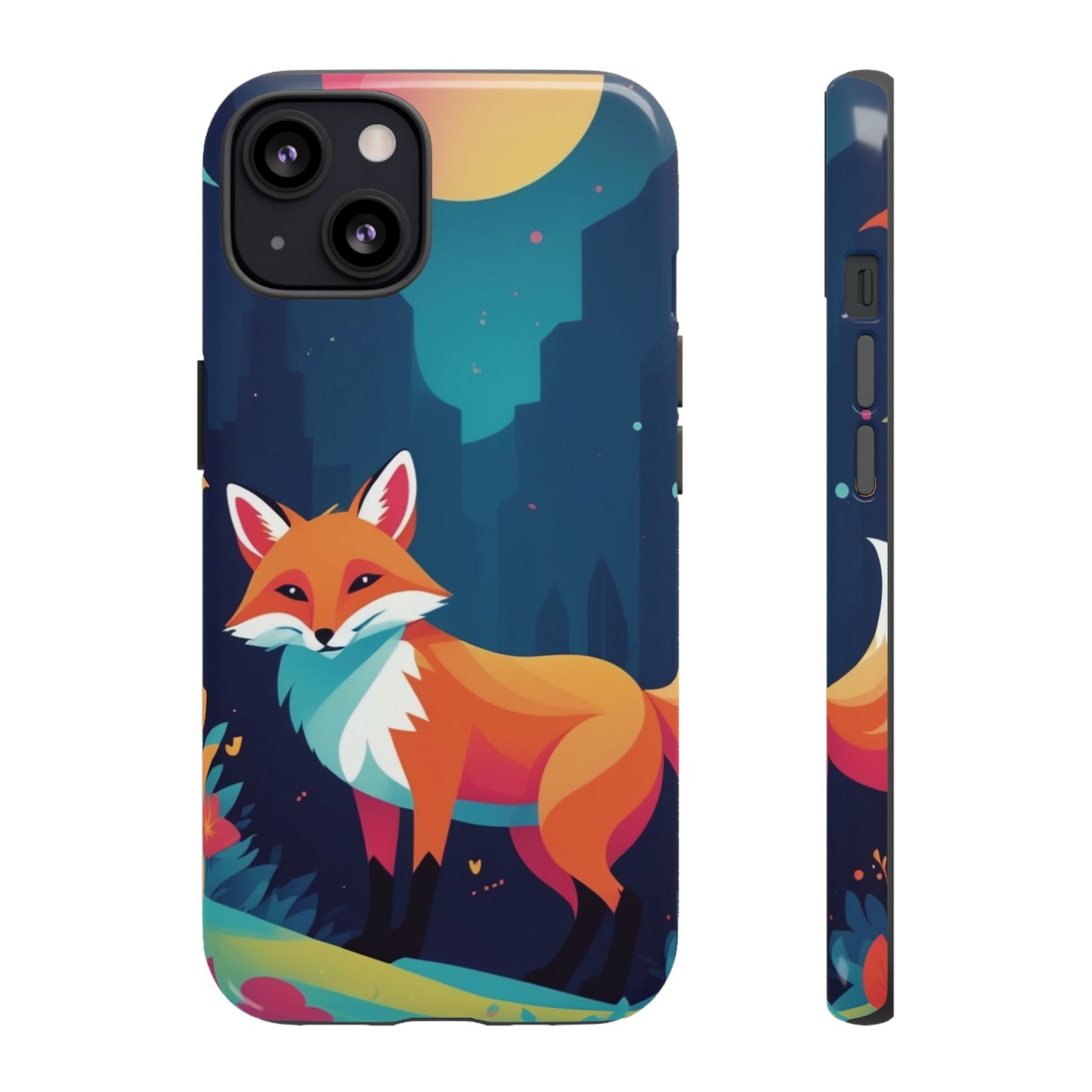 iPhone 13 / Glossy Phone Case - Stylised Fox Design Phone Case