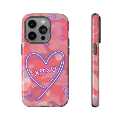 Love Heart Neon Camo Phone Case - Pink Phone Case - iPhone 14 Pro / Glossy