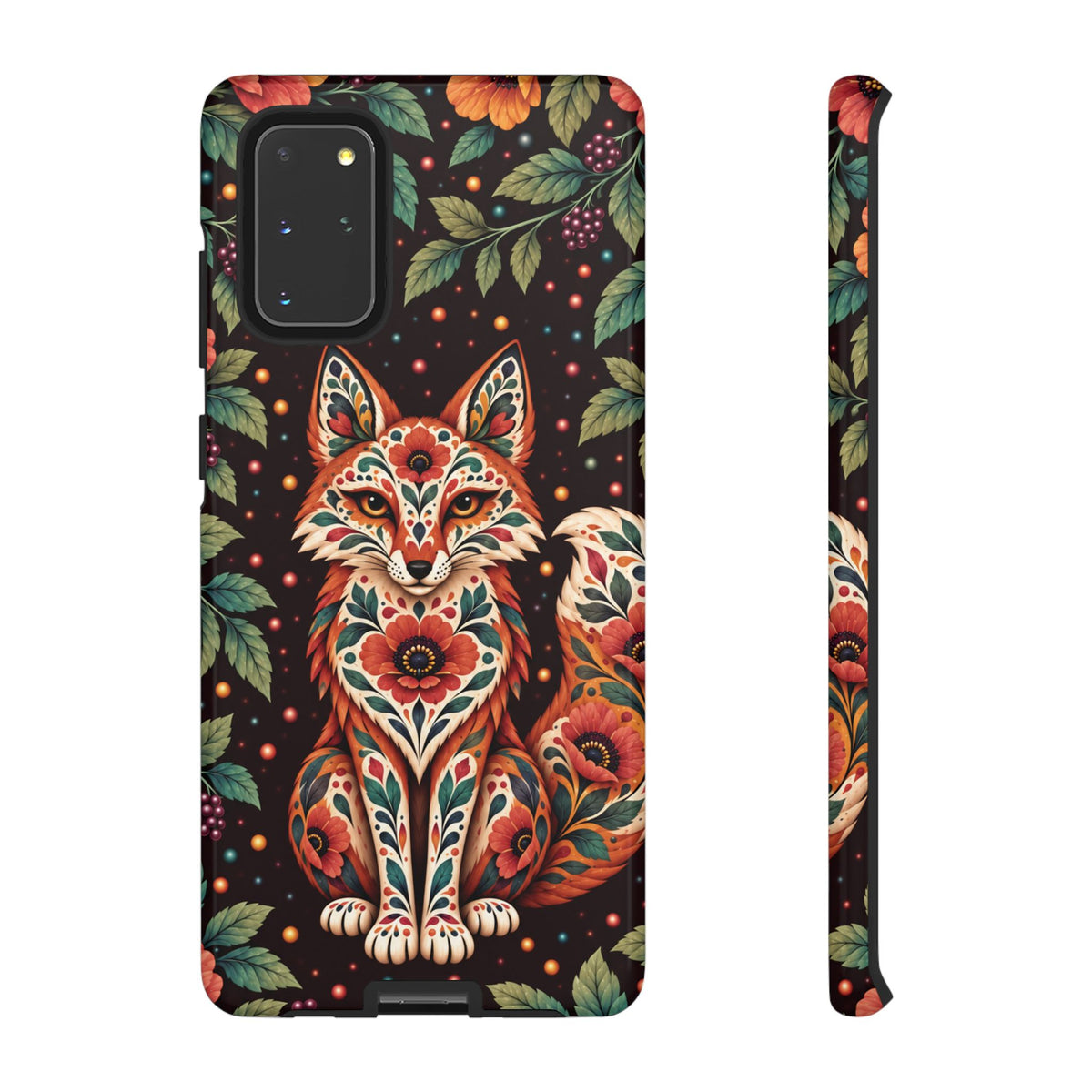 Vibrant Terracotta and Teal Calavera Fox Phone Case - Multicolor Phone Case - Samsung Galaxy S20+ / Glossy