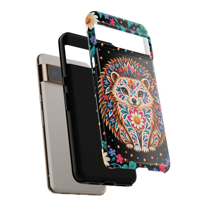 Vibrant Orange and Turquoise Calavera Hedgehog Phone Case - Multicolor Phone Case