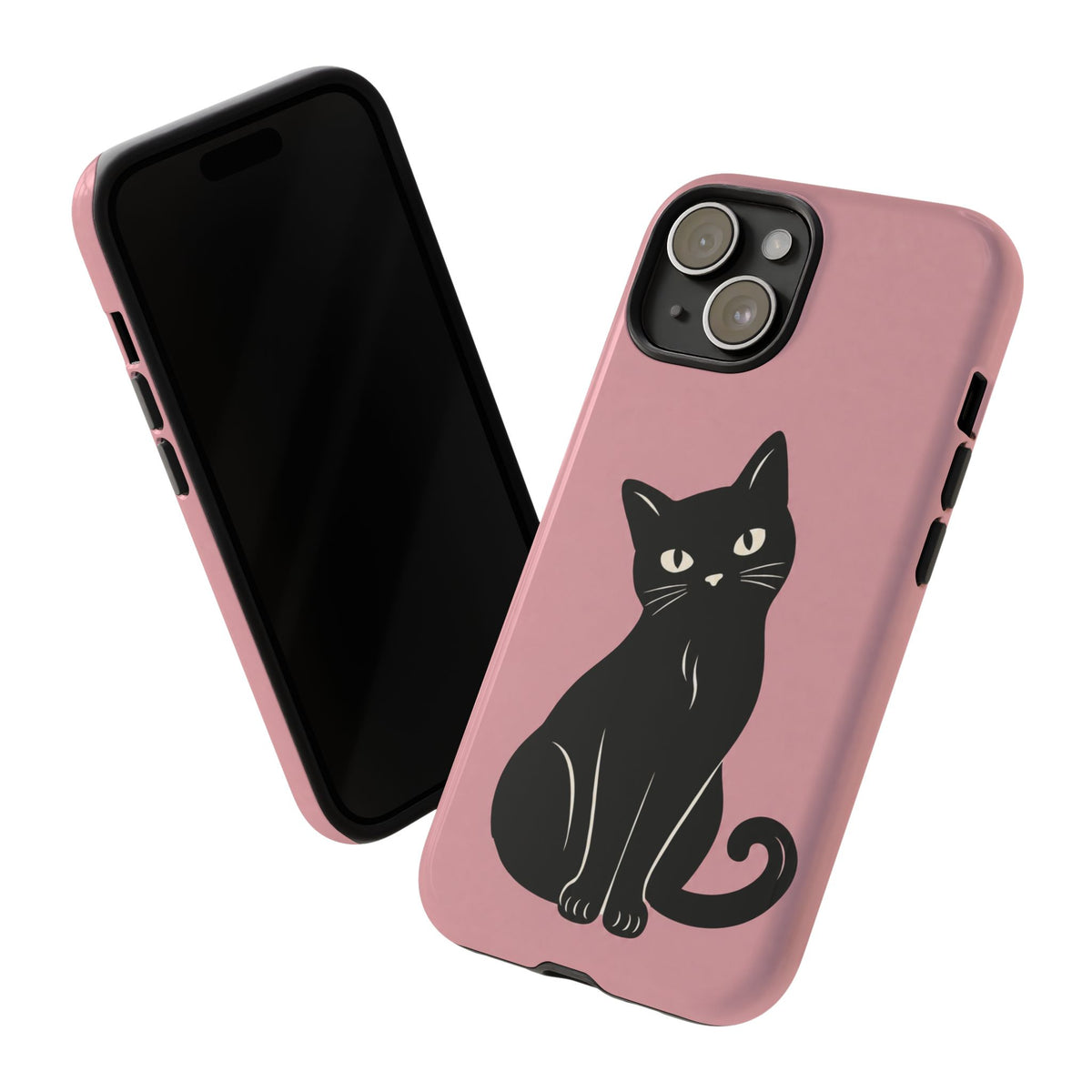 Minimalist Blush Pink & Black Cat Phone Case