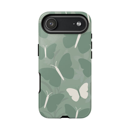 iPhone 17 Air / Glossy Phone Case - Minimalist Mint Green Butterfly Pattern Phone Case