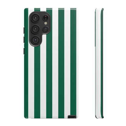 Samsung Galaxy S22 Ultra / Glossy Phone Case - Simple Green & White Stripe Pattern Phone Case