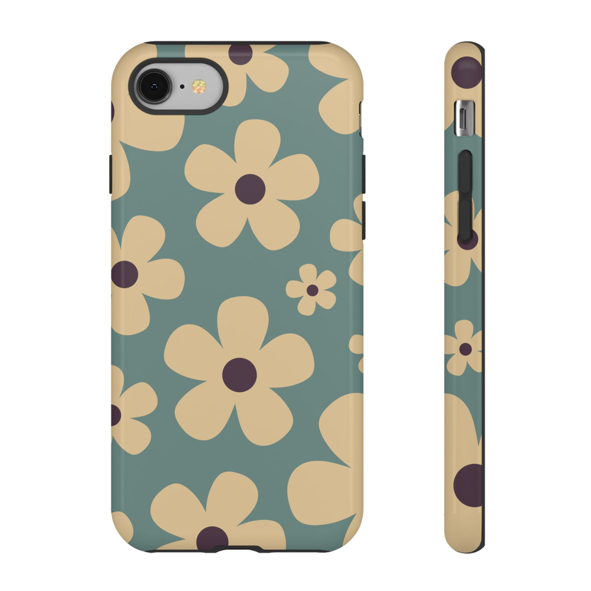 Cute Blue & Cream Daisy Pattern Phone Case - Blue Phone Case - iPhone 8 / Glossy
