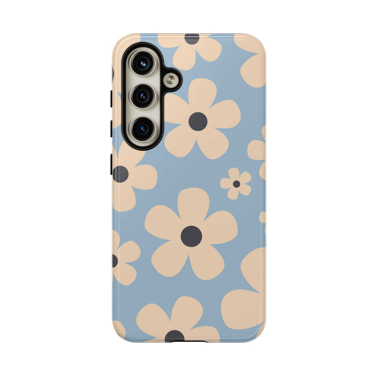 Cute Light Blue & Cream Daisy Pattern Phone Case - Blue Phone Case - Samsung Galaxy S24 / Glossy