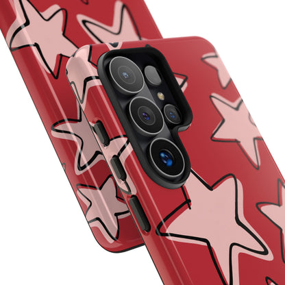 Cherry Red Doodle Star Phone Case
