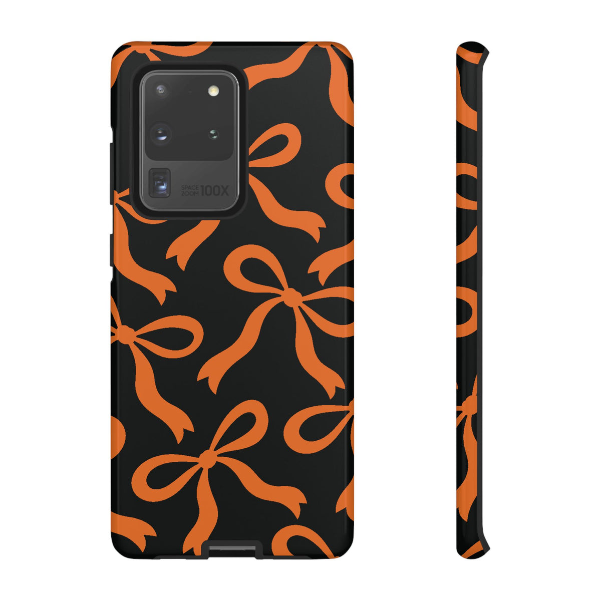 Bold Black and Burnt Orange Bow Pattern Phone Case - Black Phone Case - Samsung Galaxy S20 Ultra / Glossy