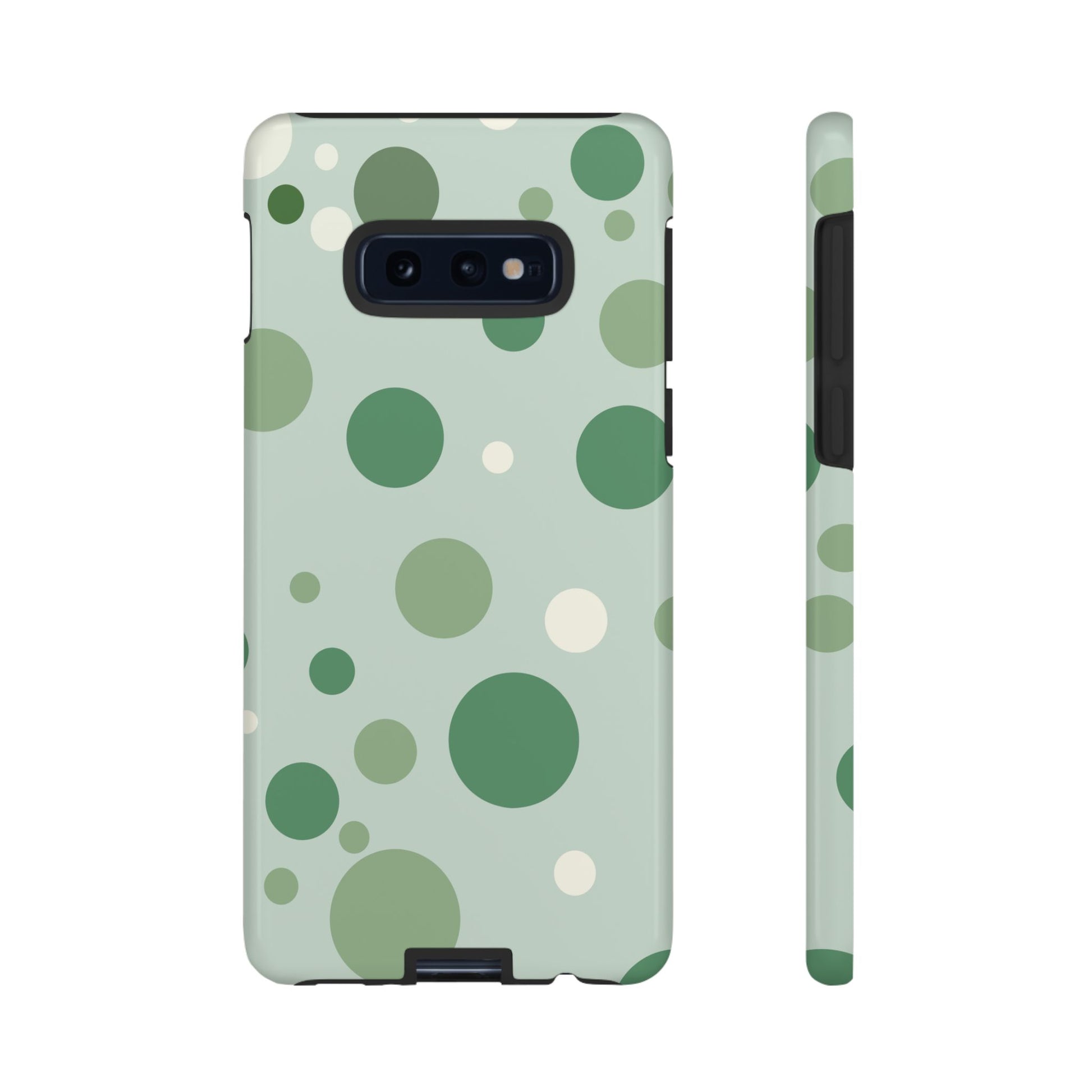 Samsung Galaxy S10E / Glossy Phone Case - ’Bold Green Dot Pattern’ Phone Case