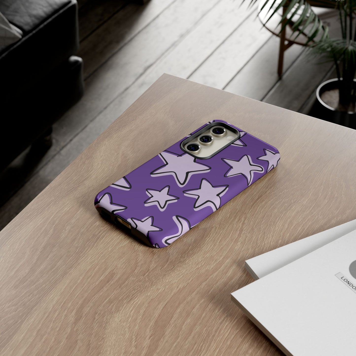 Violet Purple Doodle Star Phone Case