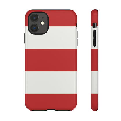 iPhone 11 / Glossy Phone Case - Red & White Horizontal Stripe Pattern Phone Case