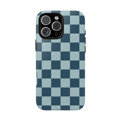 Blue Checked Pattern Phone Case - Blue Phone Case - iPhone 16 Pro Max / Glossy