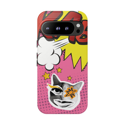 Bold Pink Pop Art Cat Phone Case - Pink Phone Case - Google Pixel 9 Pro / Glossy