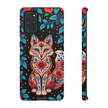 Vibrant Orange and Turquoise Calavera Fox Phone Case - Multicolor Phone Case - Samsung Galaxy S20+ / Glossy