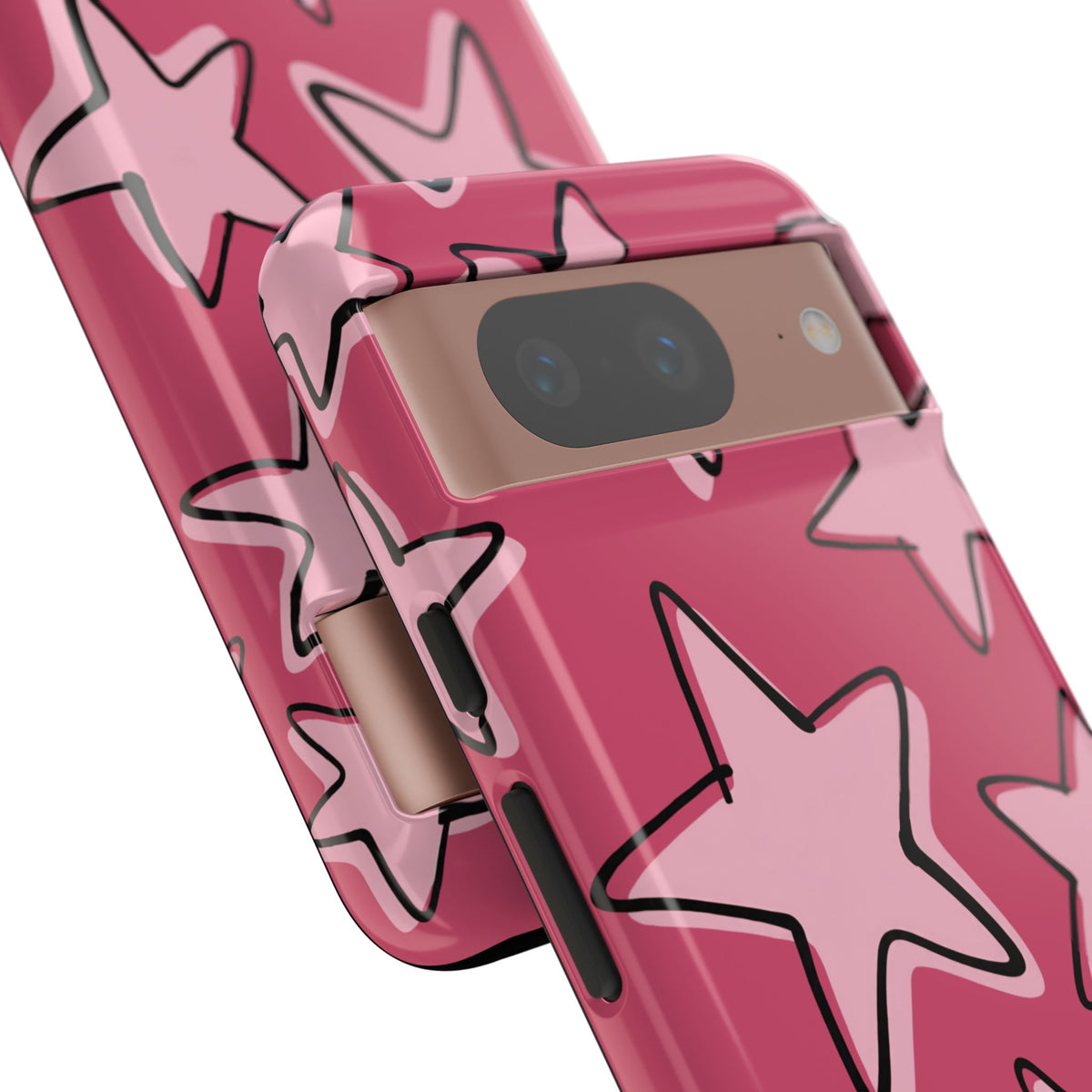 Raspberry Pink Doodle Star Phone Case