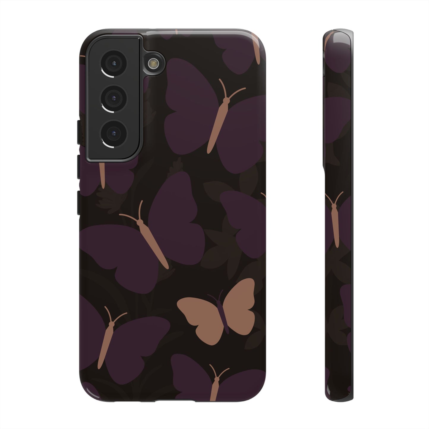 Samsung Galaxy S22 / Glossy Phone Case - Minimalist Purple Butterfly Pattern Phone Case