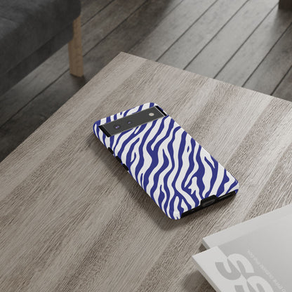 Stylish Electric Blue Zebra Print Phone Case