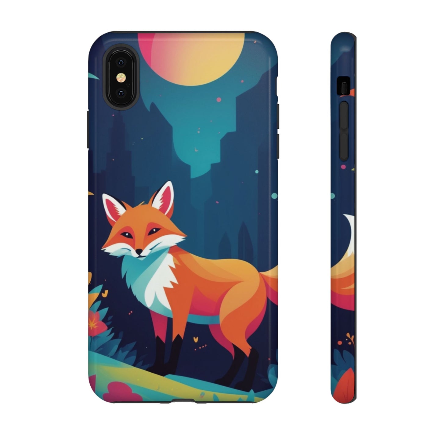 iPhone XS MAX / Glossy Phone Case - Stylised Fox Design Phone Case