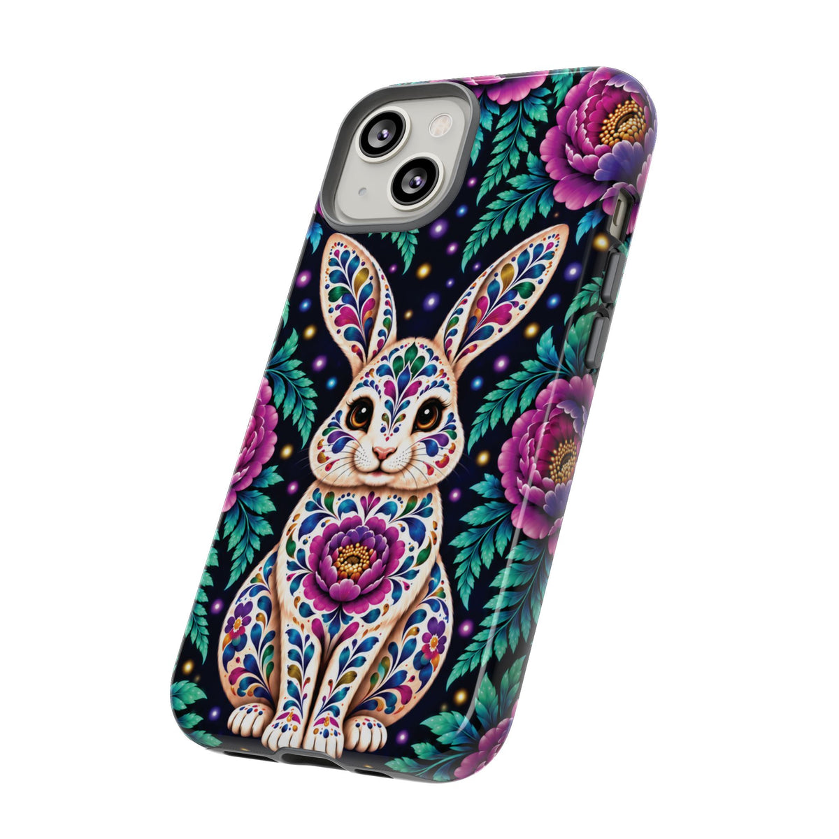 Cute Purple and Teal Calavera Bunny Phone Case - Multicolor Phone Case