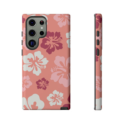 Samsung Galaxy S23 Ultra / Glossy Phone Case - ’Pink Hibiscus Retro Pattern #3’ Phone Case