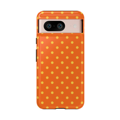 Google Pixel 8 / Glossy Phone Case - Trendy Orange & Yellow Dot Pattern Phone Case