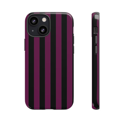 Trendy Plum & Black Stripe Pattern Phone Case - Purple Phone Case - iPhone 13 Mini / Glossy