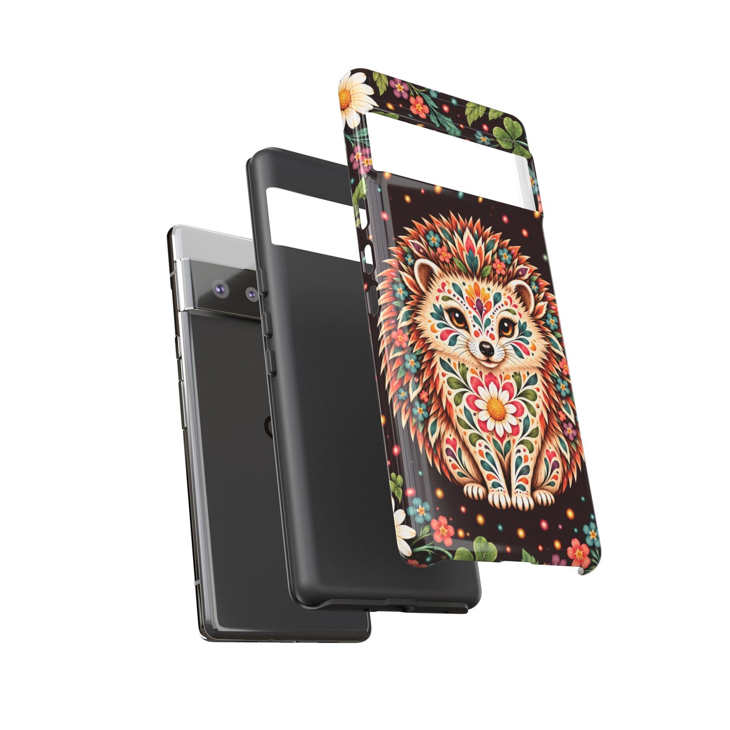 Vibrant Terracotta and Teal Calavera Hedgehog Phone Case - Multicolor Phone Case
