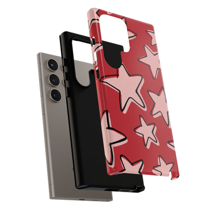 Cherry Red Doodle Star Phone Case