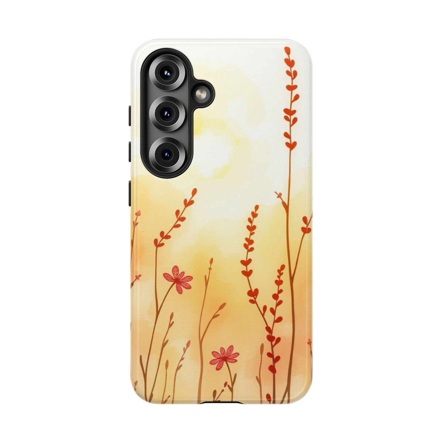 Samsung Galaxy S25 / Glossy Phone Case - Boho Chic Watercolour Wildflower Dusk Pattern Phone Case