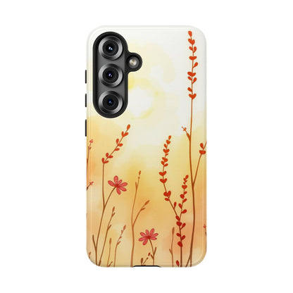 Samsung Galaxy S25 / Glossy Phone Case - Boho Chic Watercolour Wildflower Dusk Pattern Phone Case