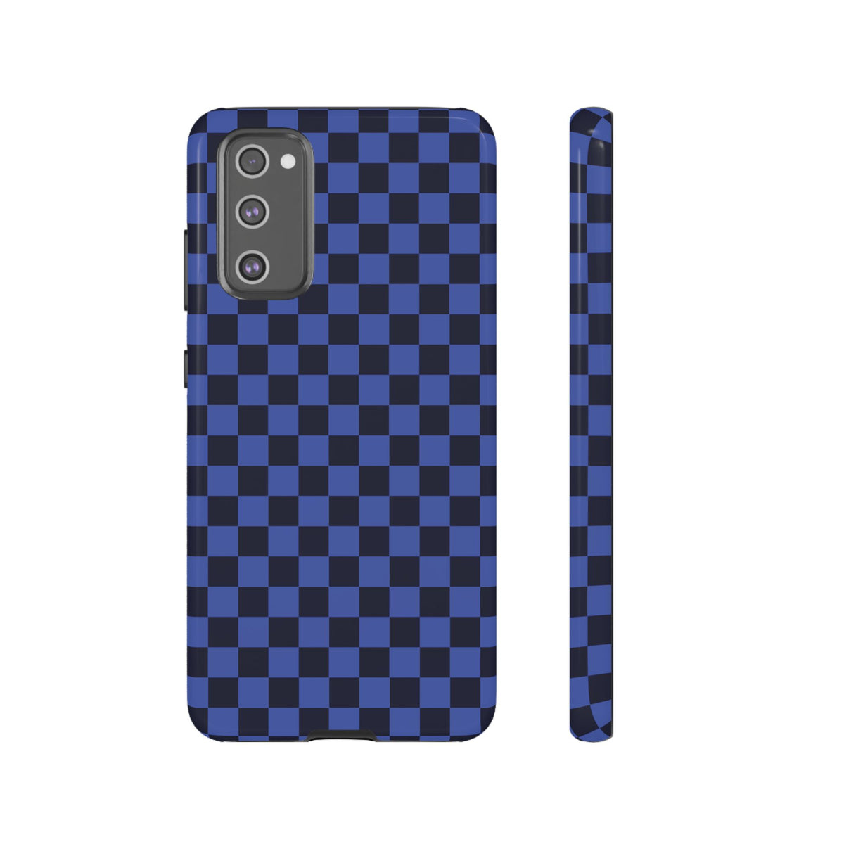 Bold Blue Small Checked Pattern Phone Case - Blue Phone Case - Samsung Galaxy S20 FE / Glossy
