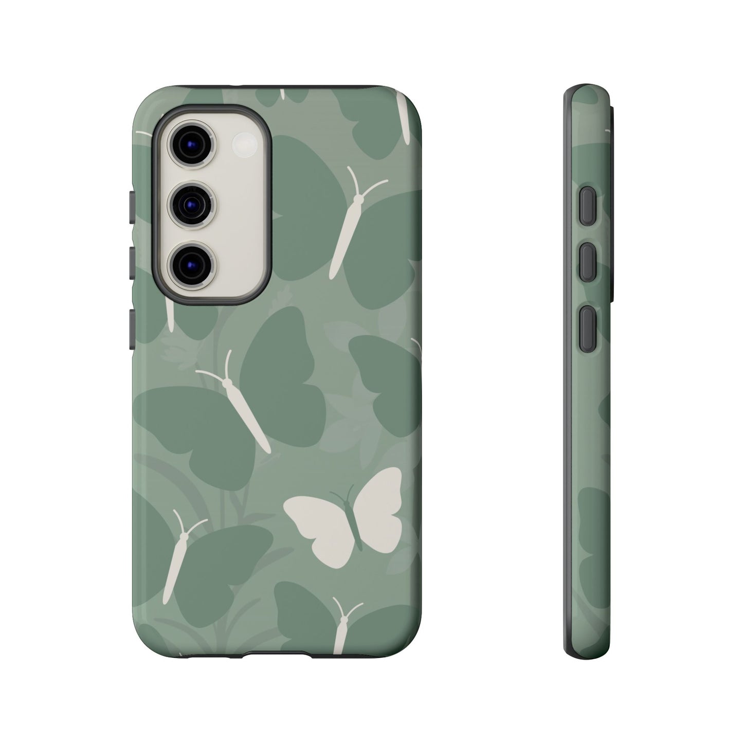 Samsung Galaxy S23 / Glossy Phone Case - Minimalist Mint Green Butterfly Pattern Phone Case