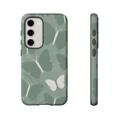 Samsung Galaxy S23 / Glossy Phone Case - Minimalist Mint Green Butterfly Pattern Phone Case