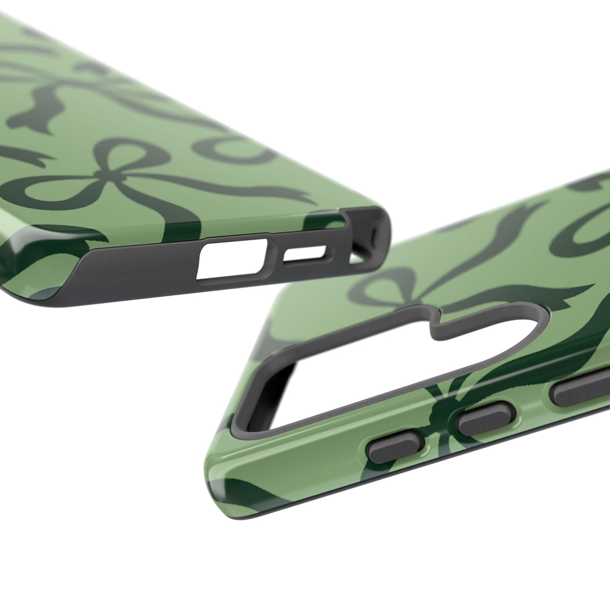 Bold Sage Green and Forest Green Bow Pattern Phone Case - Green Phone Case
