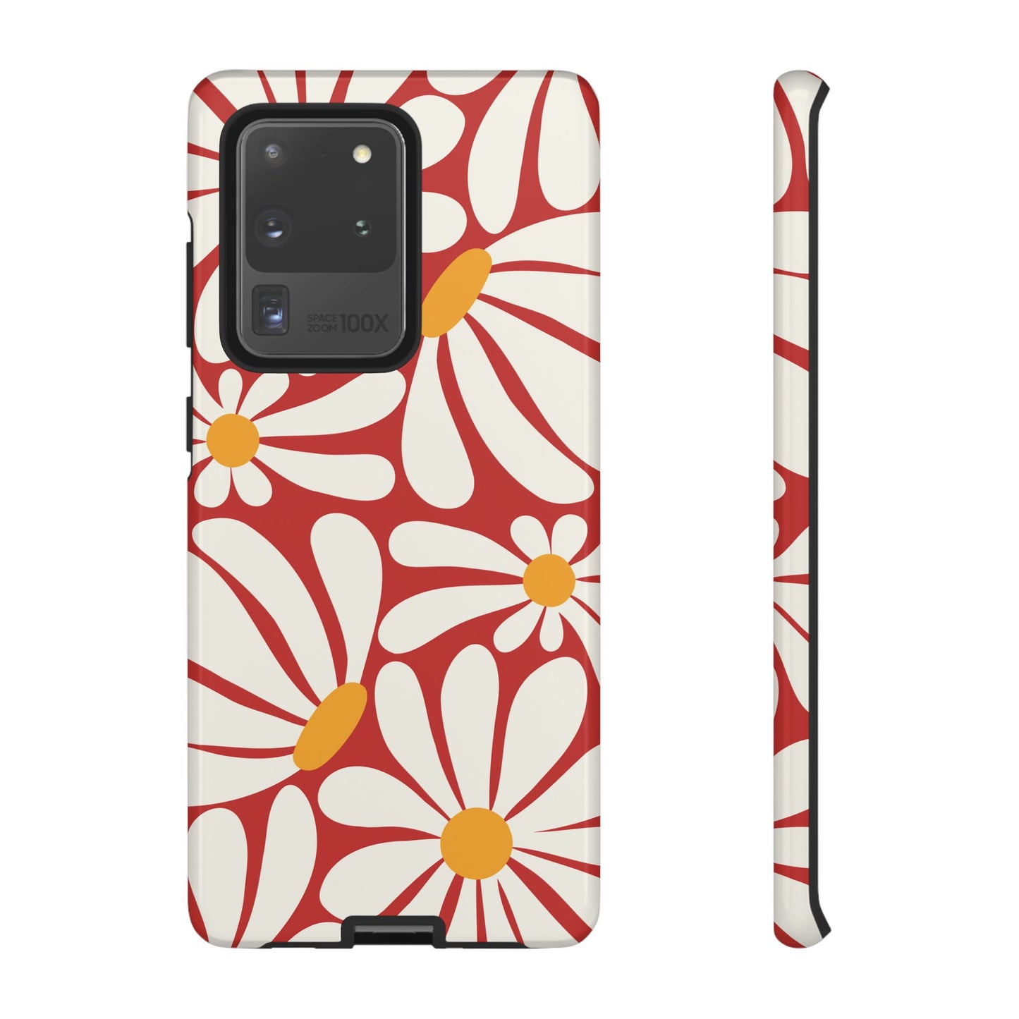Retro Red Daisy Pattern Phone Case - Red Phone Case - Samsung Galaxy S20 Ultra / Glossy