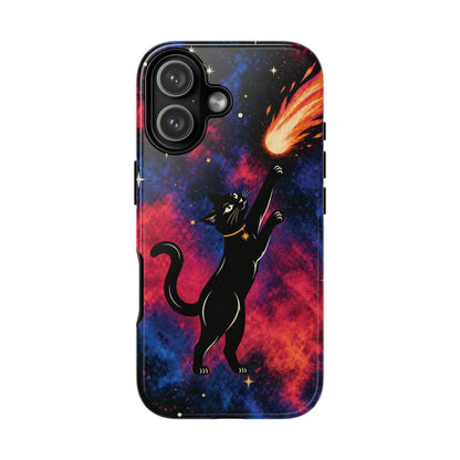 Whimsical Multicolour Celestial Black Cat Phone Case