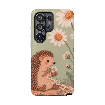 Whimsical Sage Green Hedgehog and Daisy Chain Phone Case - Green Phone Case - Samsung Galaxy S26 Ultra / Glossy