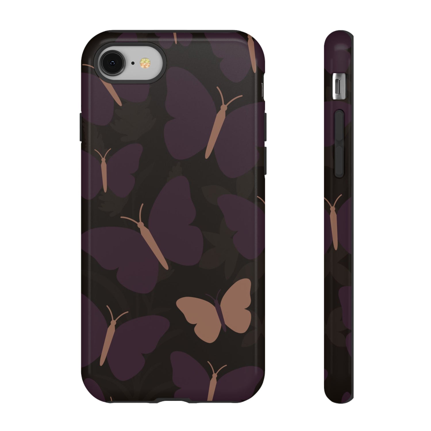 iPhone 8 / Glossy Phone Case - Minimalist Purple Butterfly Pattern Phone Case
