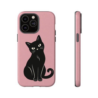 Minimalist Blush Pink & Black Cat Phone Case