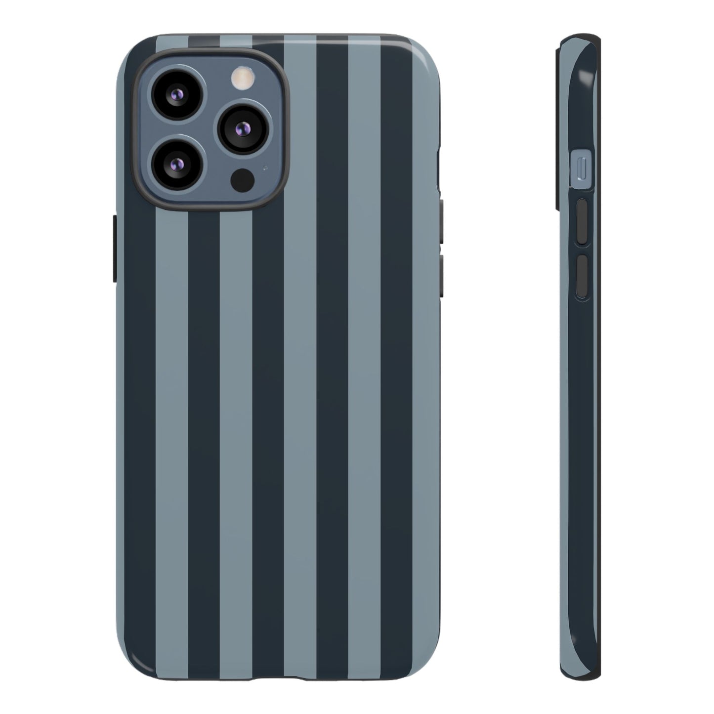 iPhone 13 Pro Max / Glossy Phone Case - ’Dark Blue Stripe Pattern’ Phone Case