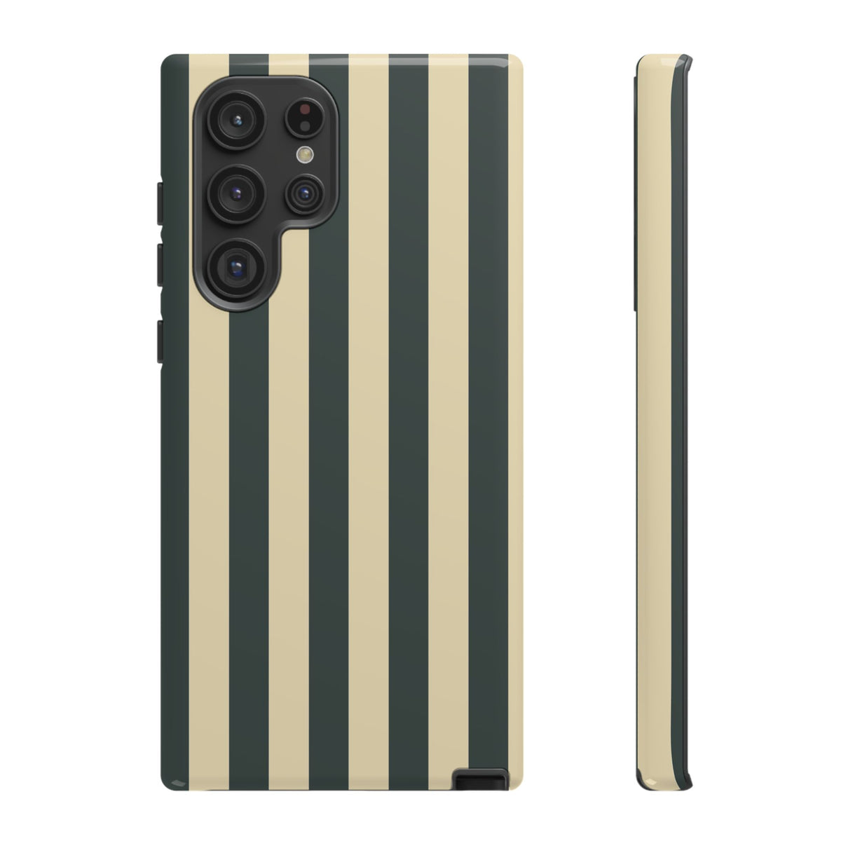 Green & Beige Stripe Pattern Phone Case - Green Phone Case - Samsung Galaxy S22 Ultra / Glossy